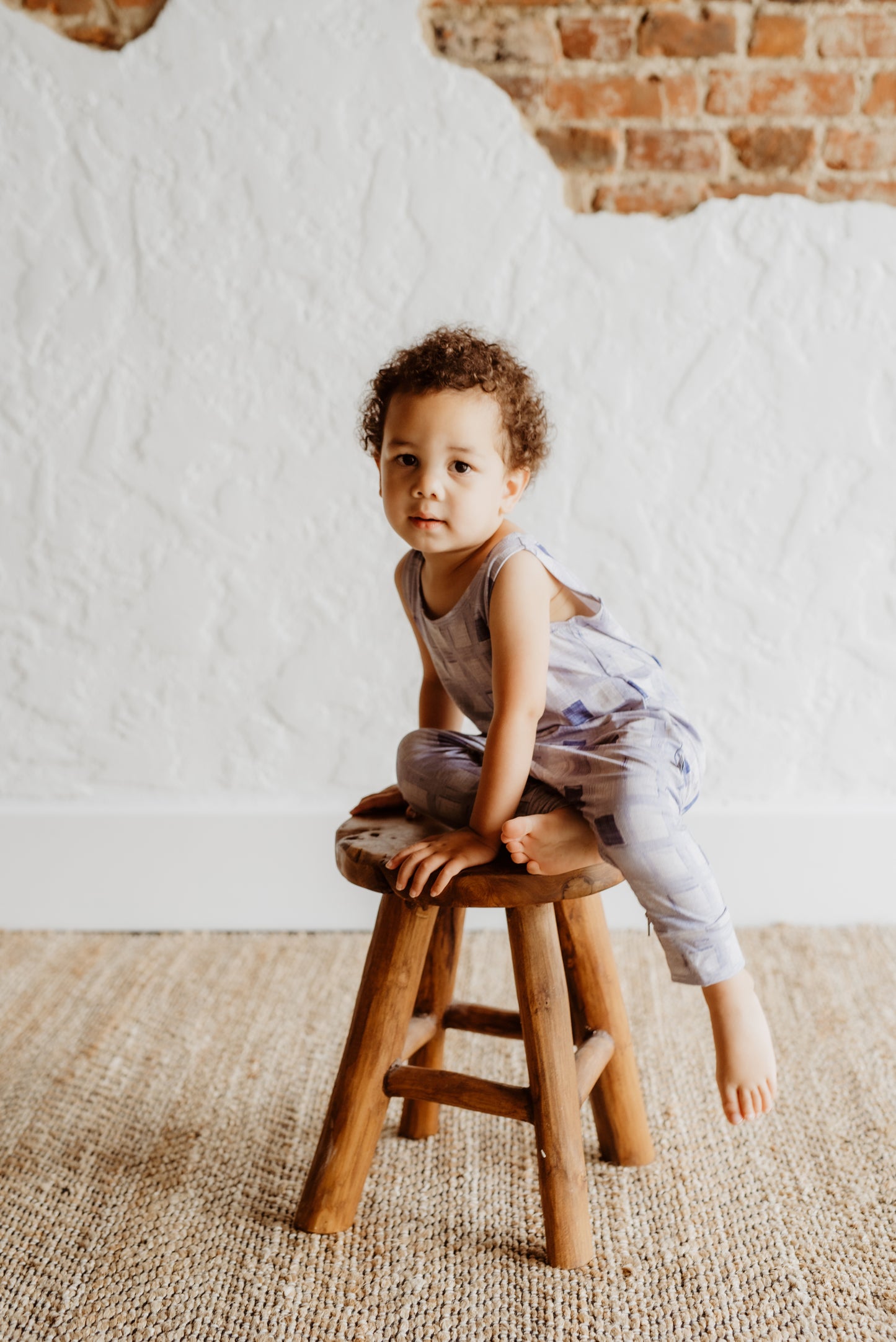 Tank Zipper Romper | Blue Squares - One Kind Clothing, LLC