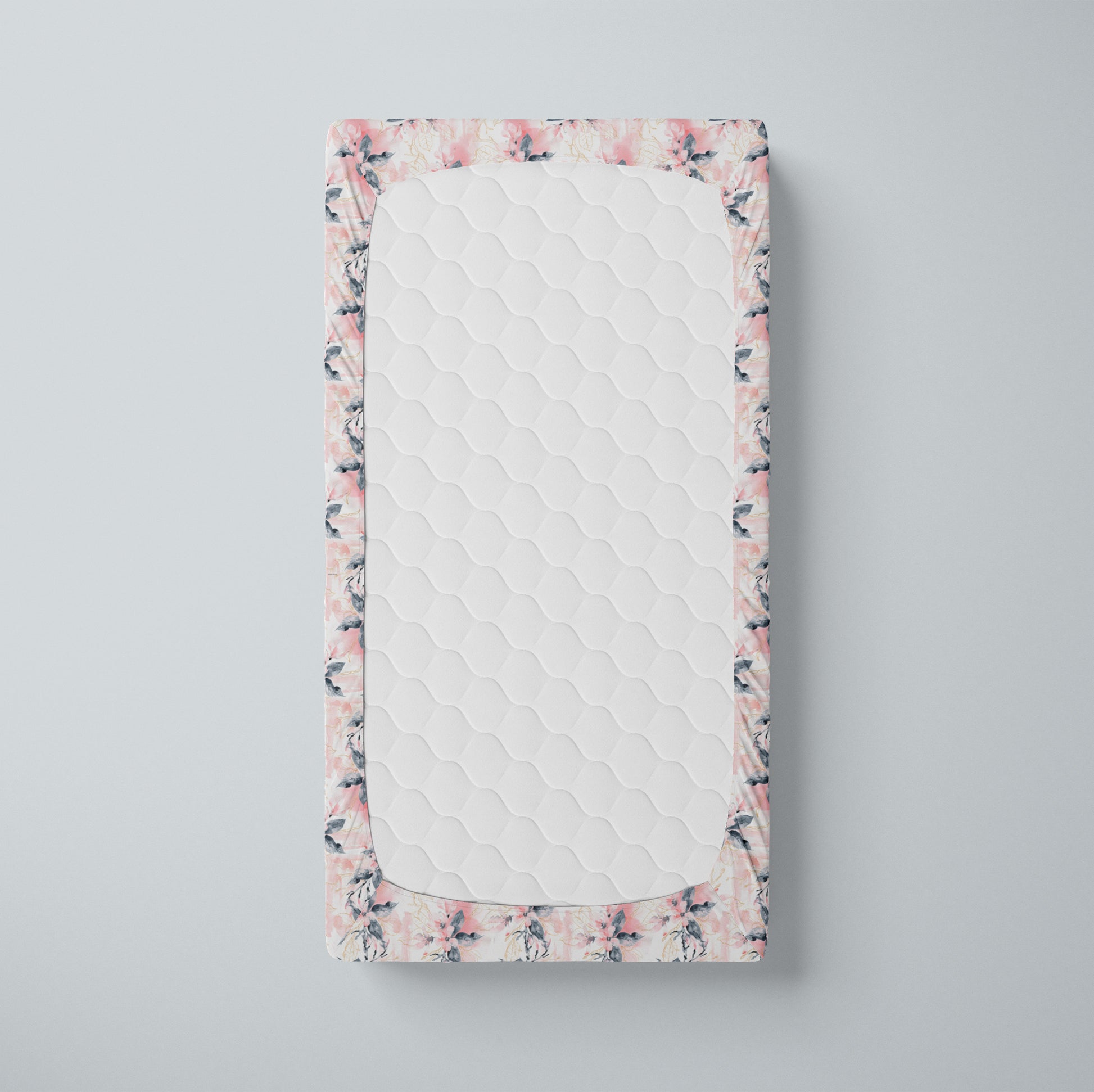 Mini Crib / Pack N Play Sheet | Pink and White Floral - One Kind Clothing, LLC
