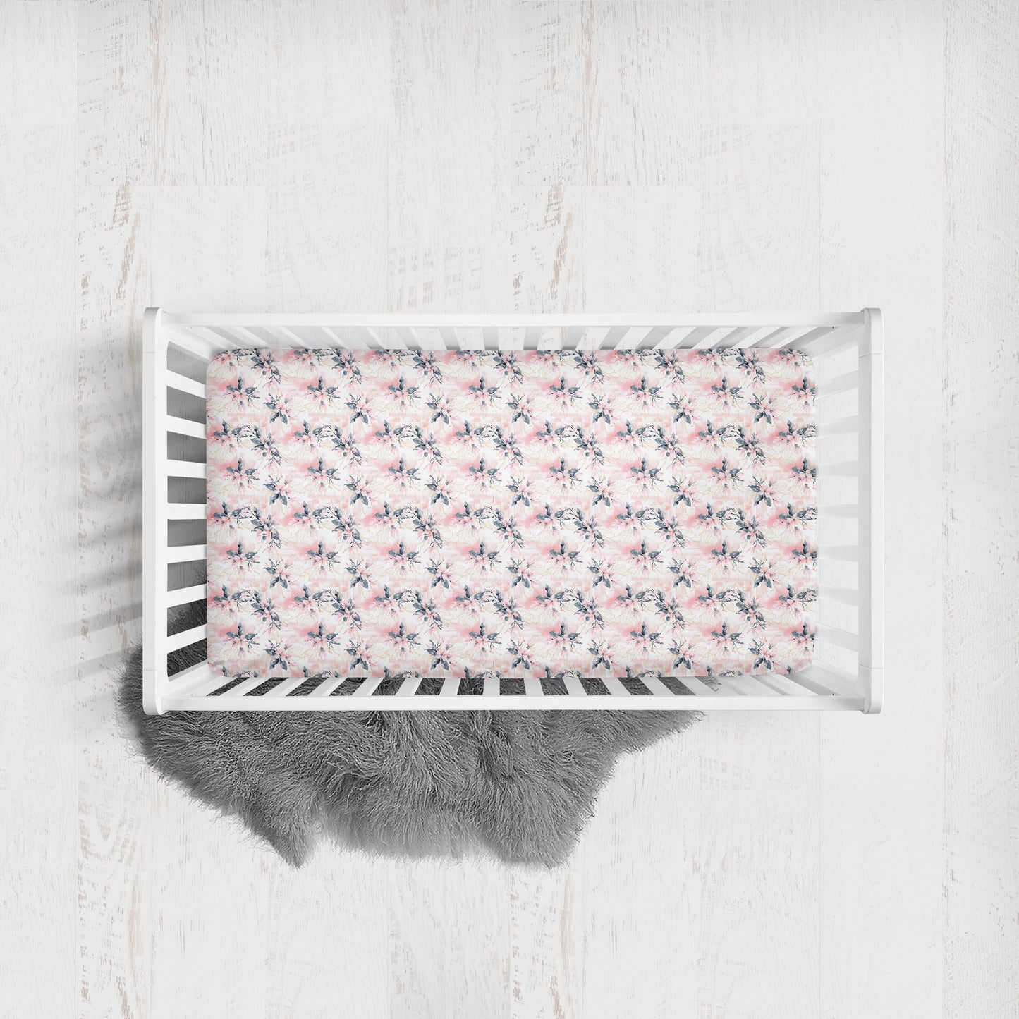 Crib Sheet | Pink and White Floral - One Kind Clothing, LLC