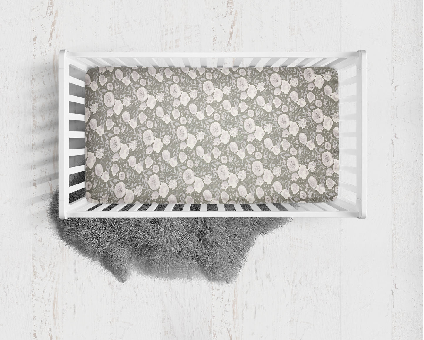 Crib Sheet | Gray Floral - One Kind Clothing, LLC