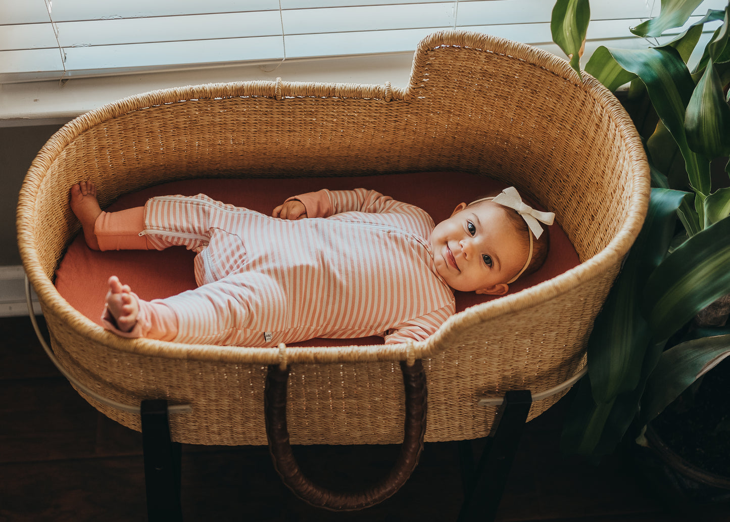 Double Zipper Bamboo Baby Sleeper | Pink Stripe - One Kind Clothing, LLC