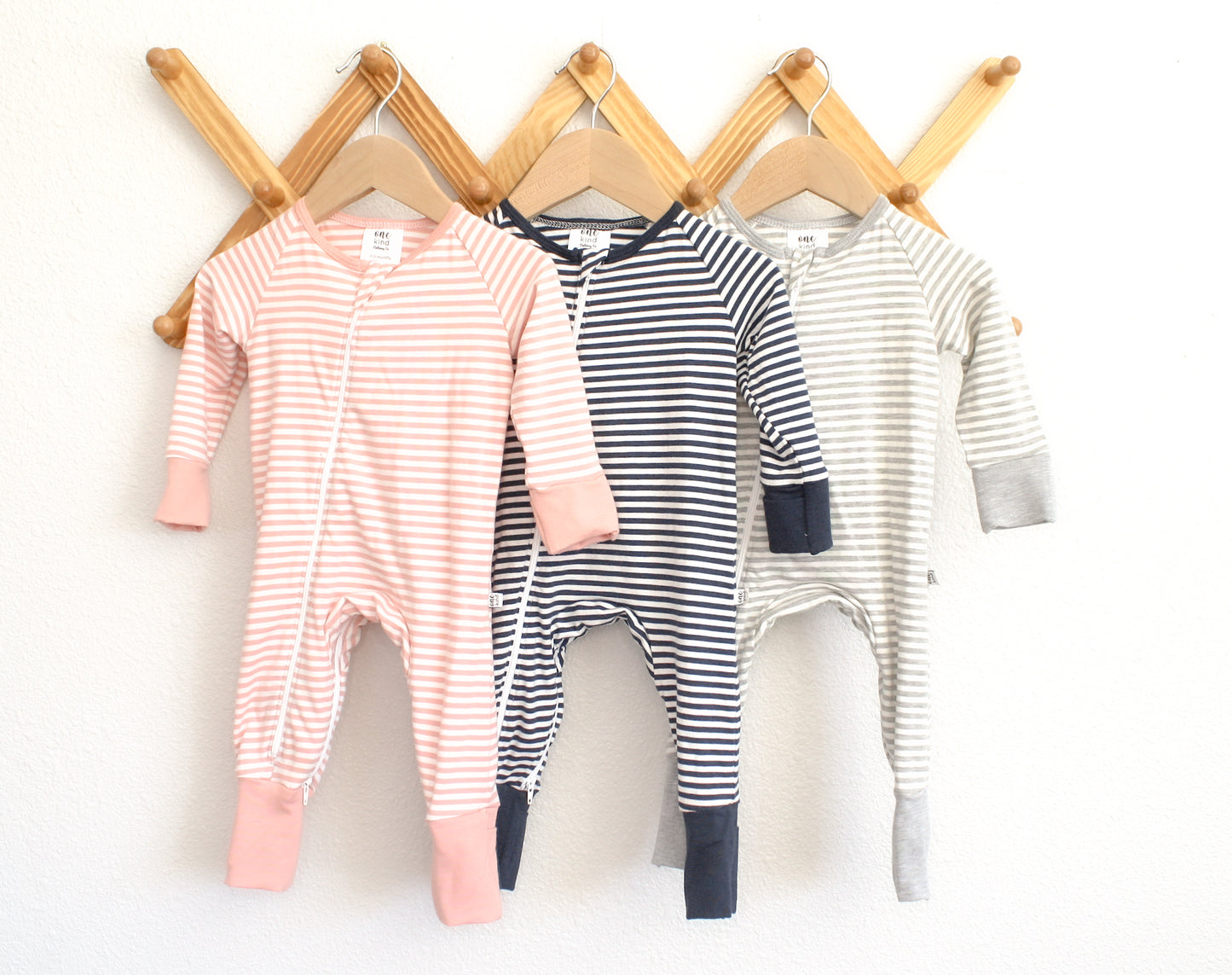 Double Zipper Bamboo Baby Sleeper | Pink Stripe - One Kind Clothing, LLC