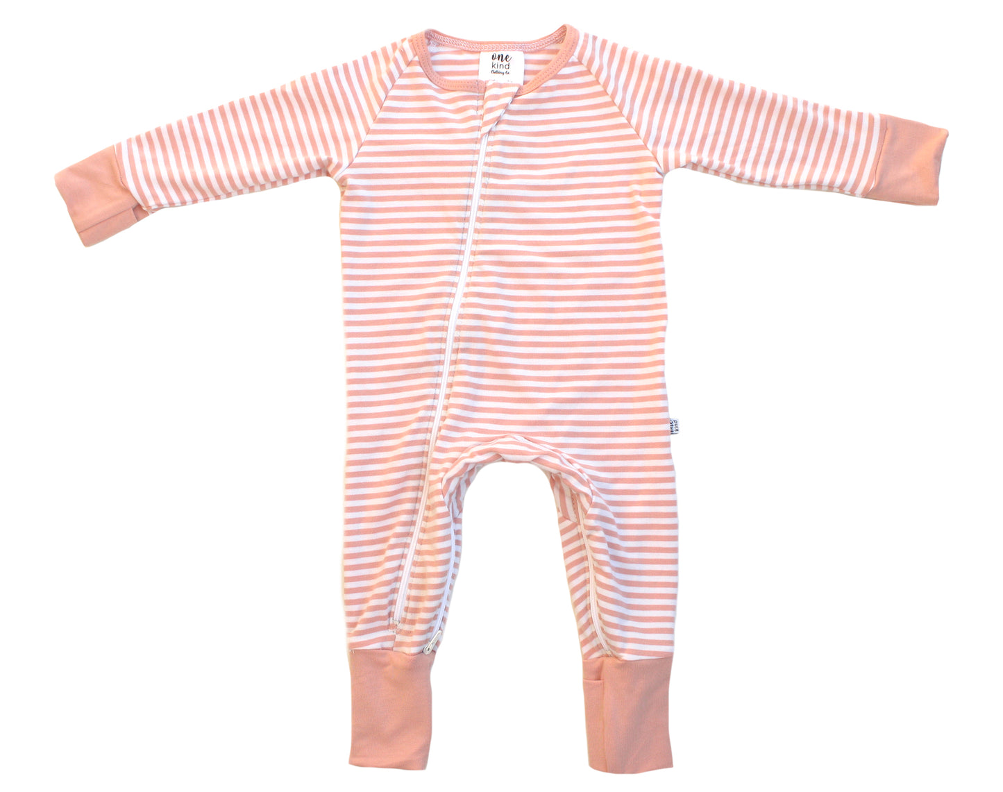 Double Zipper Bamboo Baby Sleeper | Pink Stripe - One Kind Clothing, LLC
