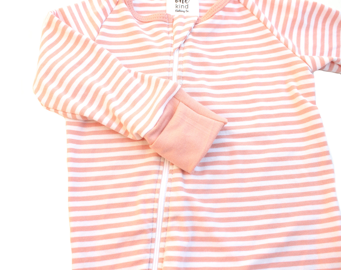 Double Zipper Bamboo Baby Sleeper | Pink Stripe - One Kind Clothing, LLC