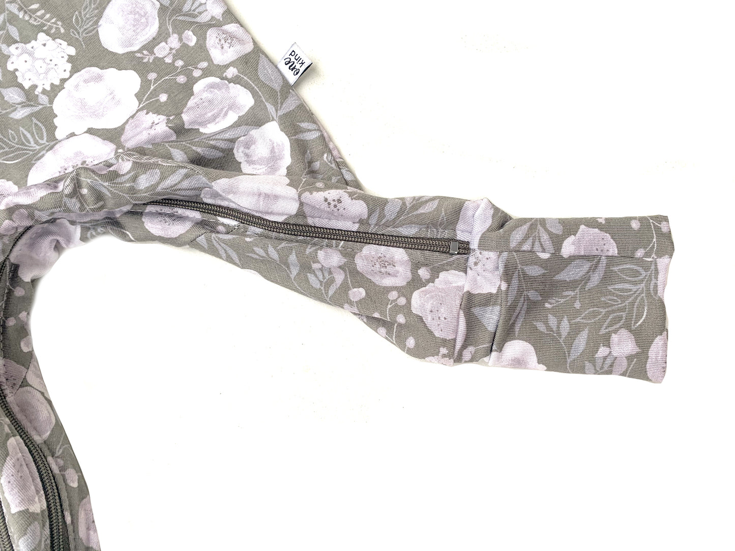 Double Zipper Bamboo Baby Sleeper | Gray Floral - One Kind Clothing, LLC