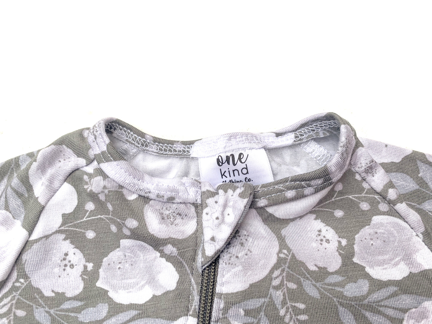 Double Zipper Bamboo Baby Sleeper | Gray Floral - One Kind Clothing, LLC