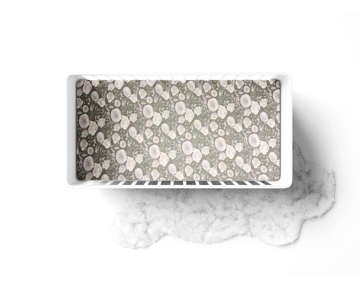 Mini Crib / Pack N Play Sheet | Gray Floral - One Kind Clothing, LLC