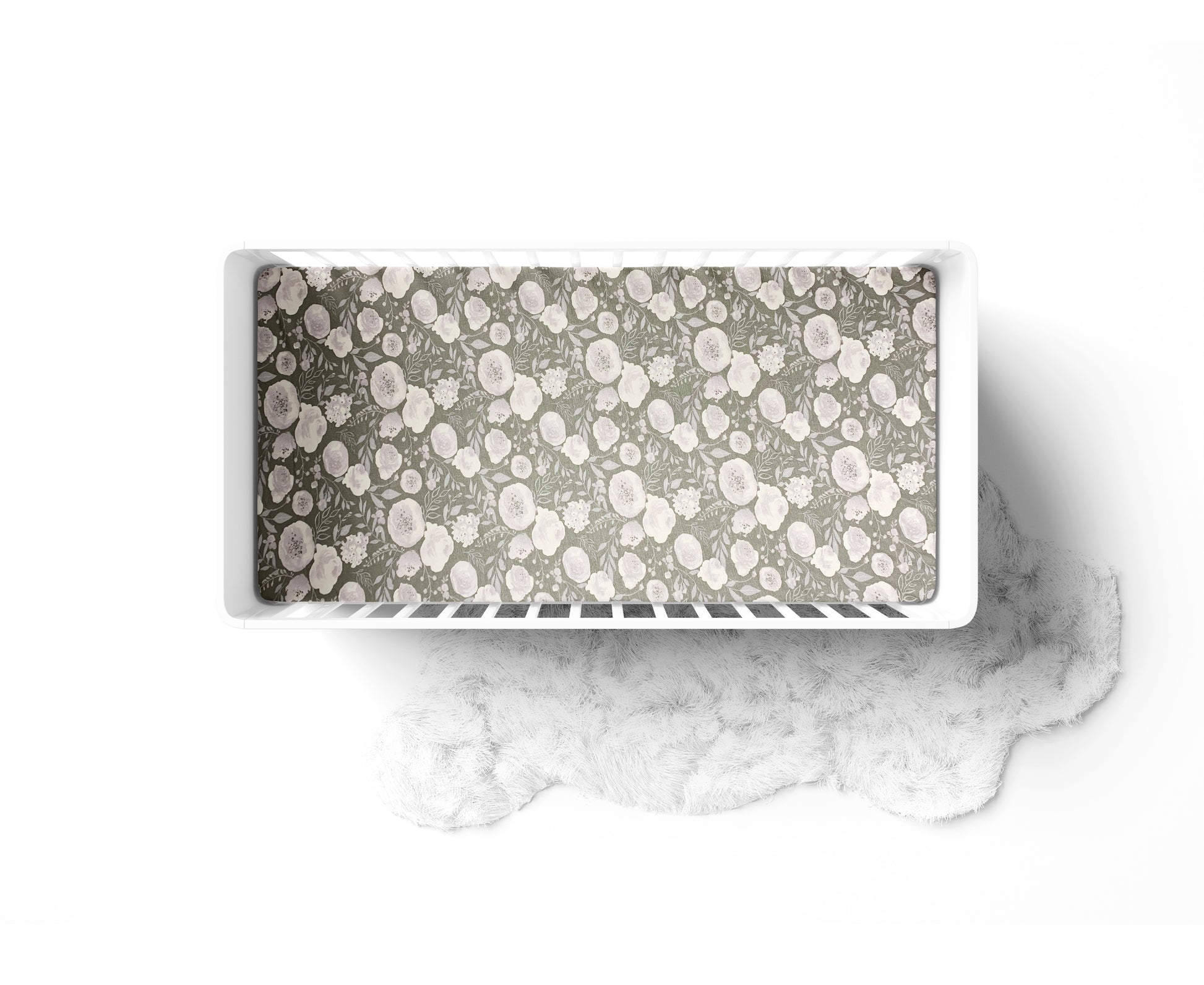 Mini Crib / Pack N Play Sheet | Gray Floral - One Kind Clothing, LLC