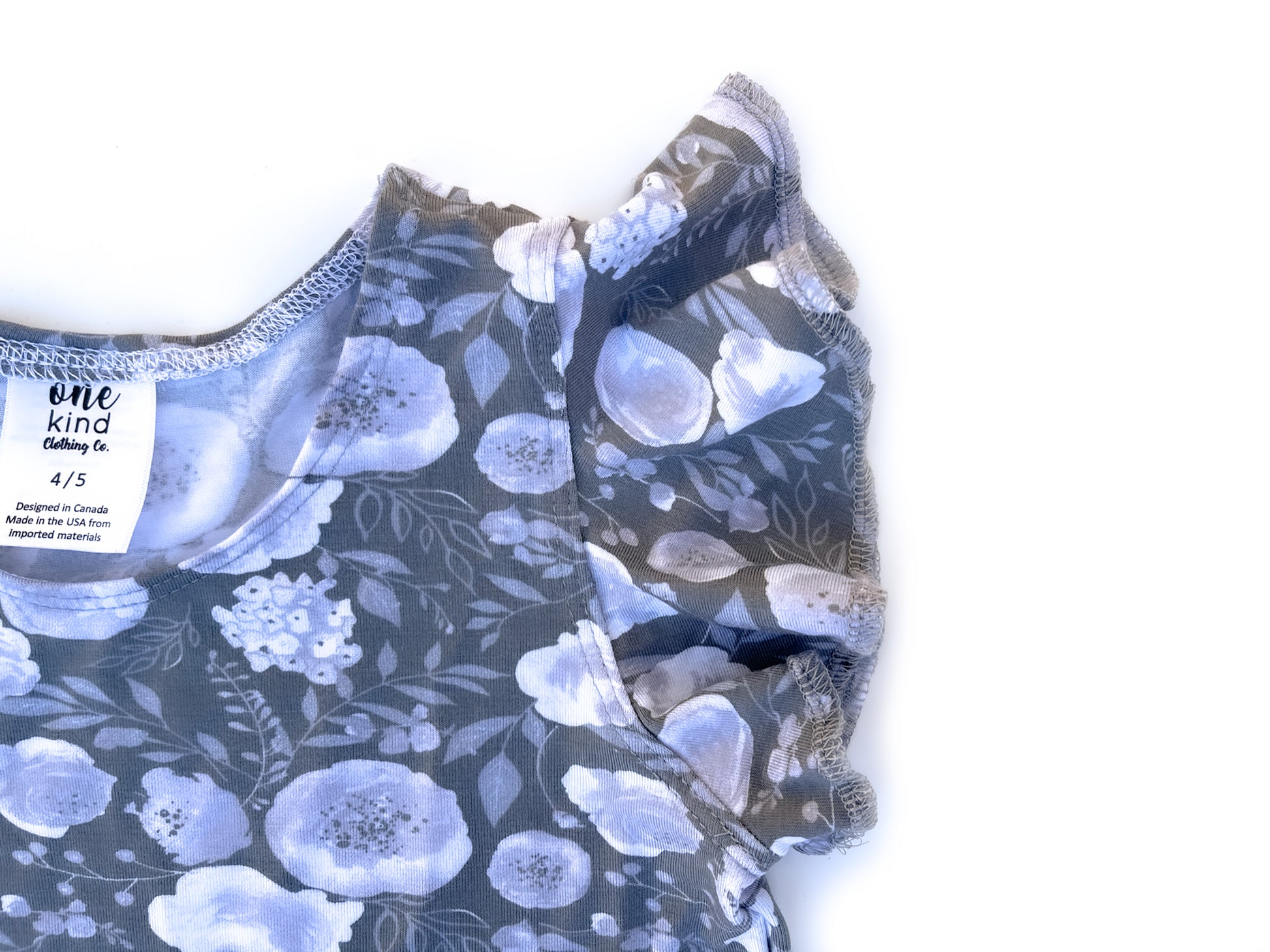 Flutter Top | Gray Floral - One Kind Clothing, LLC