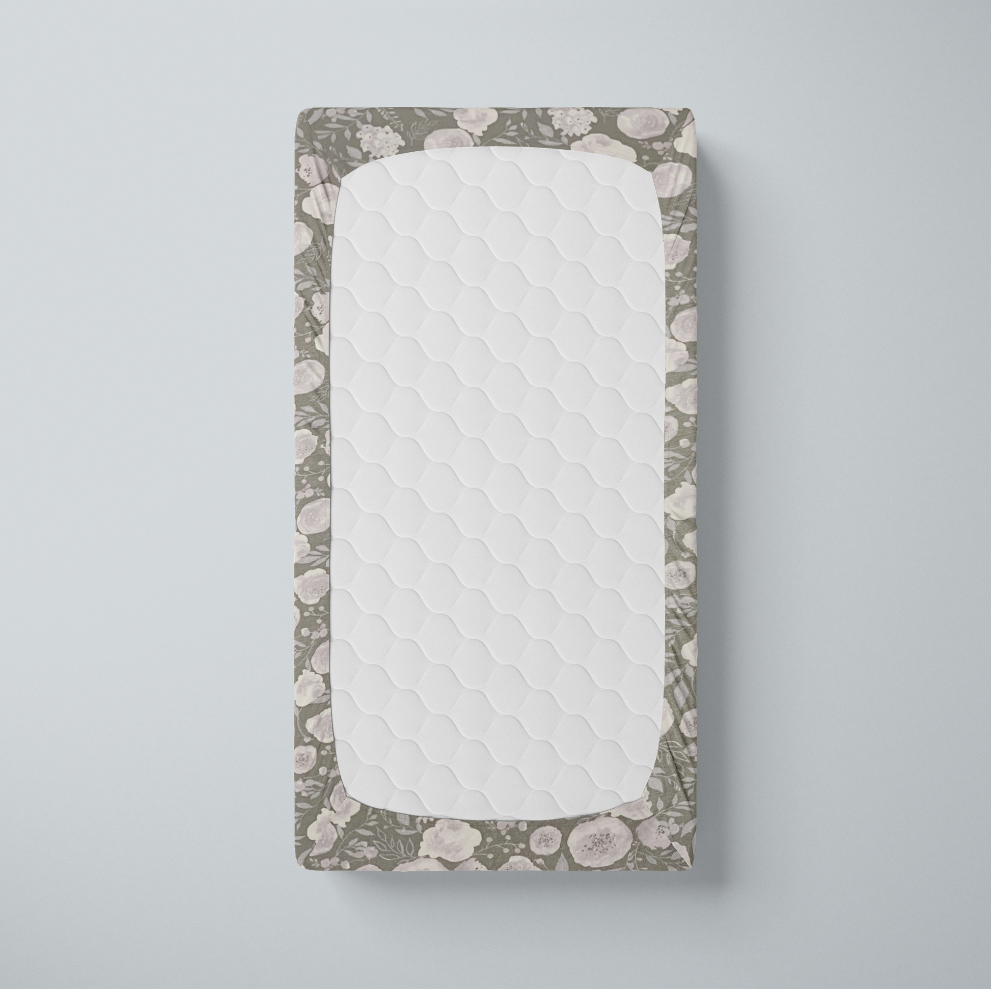 Mini Crib / Pack N Play Sheet | Gray Floral - One Kind Clothing, LLC