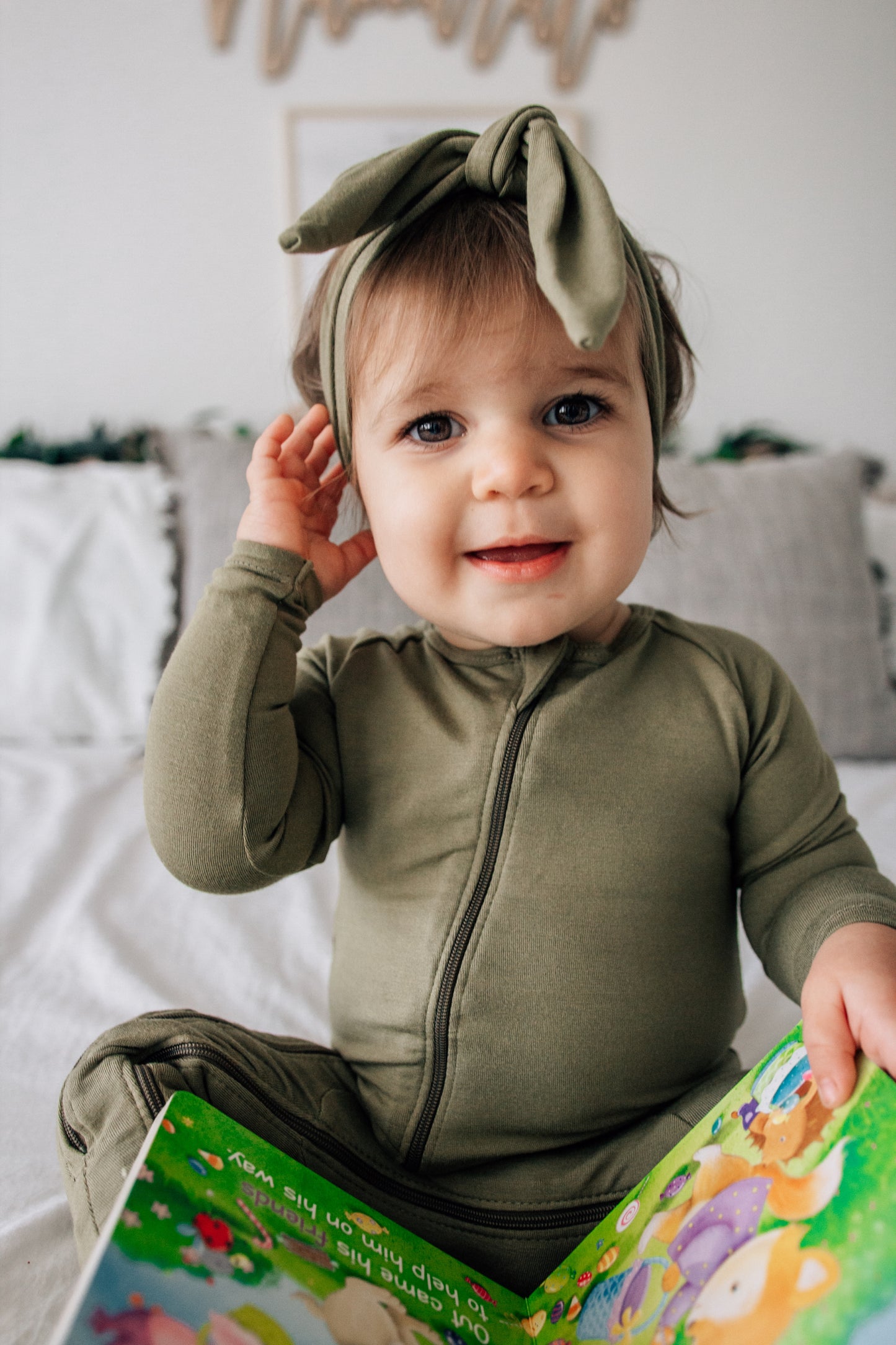 Double Zipper Bamboo Baby Sleeper | Olive - One Kind Clothing, LLC