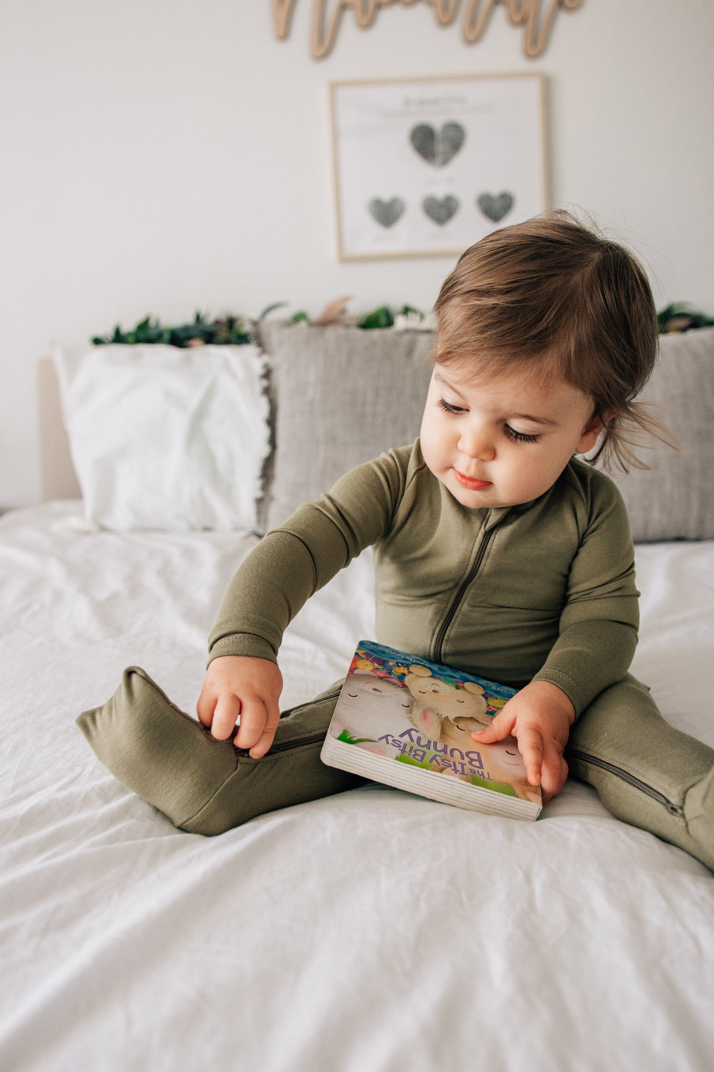 Double Zipper Bamboo Baby Sleeper | Olive - One Kind Clothing, LLC