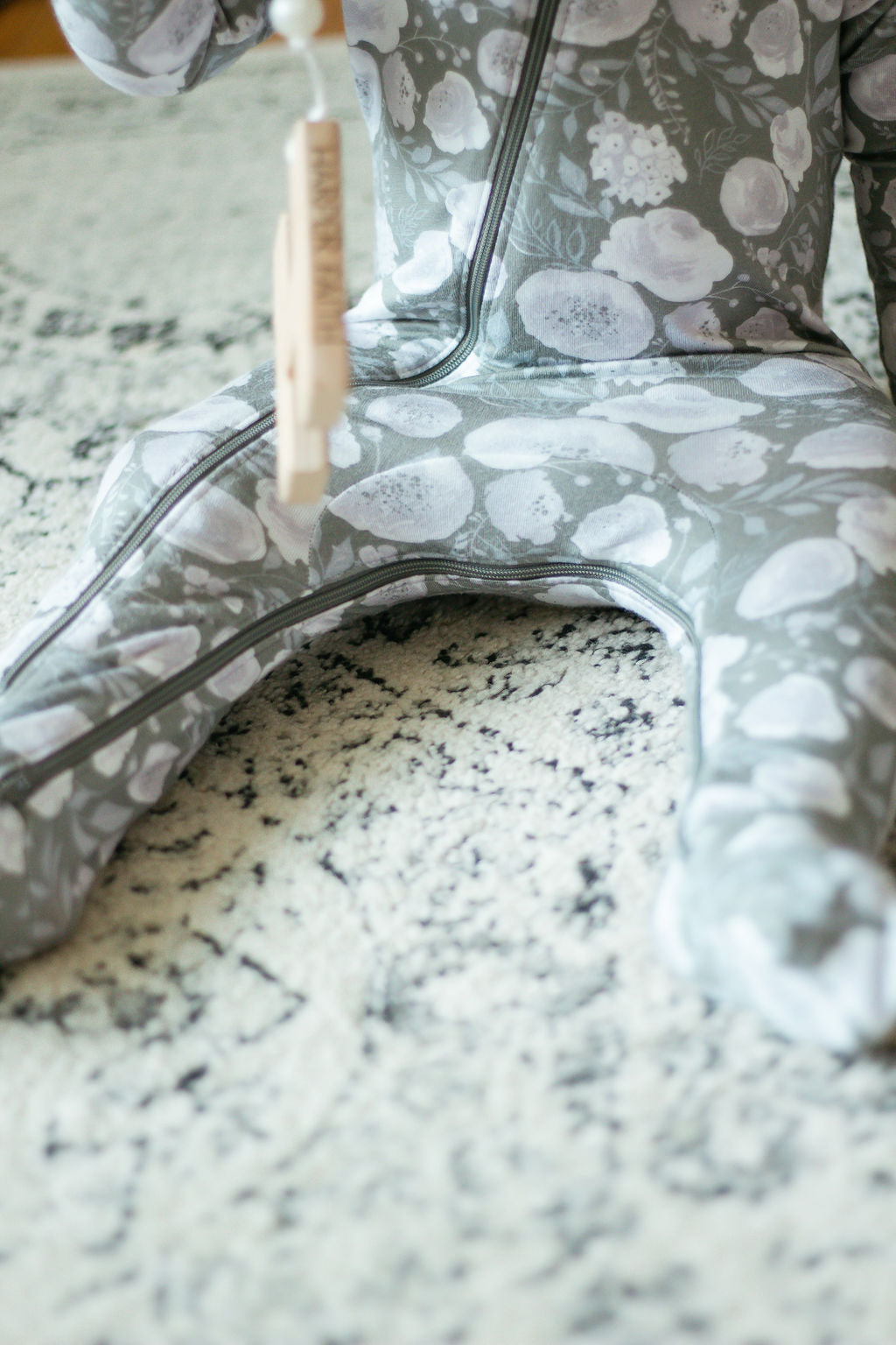 Double Zipper Bamboo Baby Sleeper | Gray Floral - One Kind Clothing, LLC