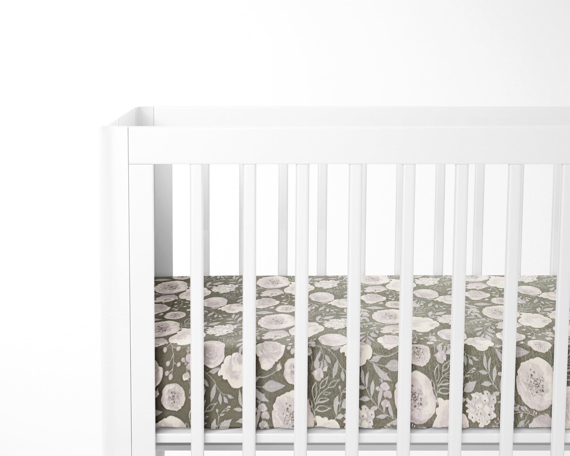 Mini Crib / Pack N Play Sheet | Gray Floral - One Kind Clothing, LLC