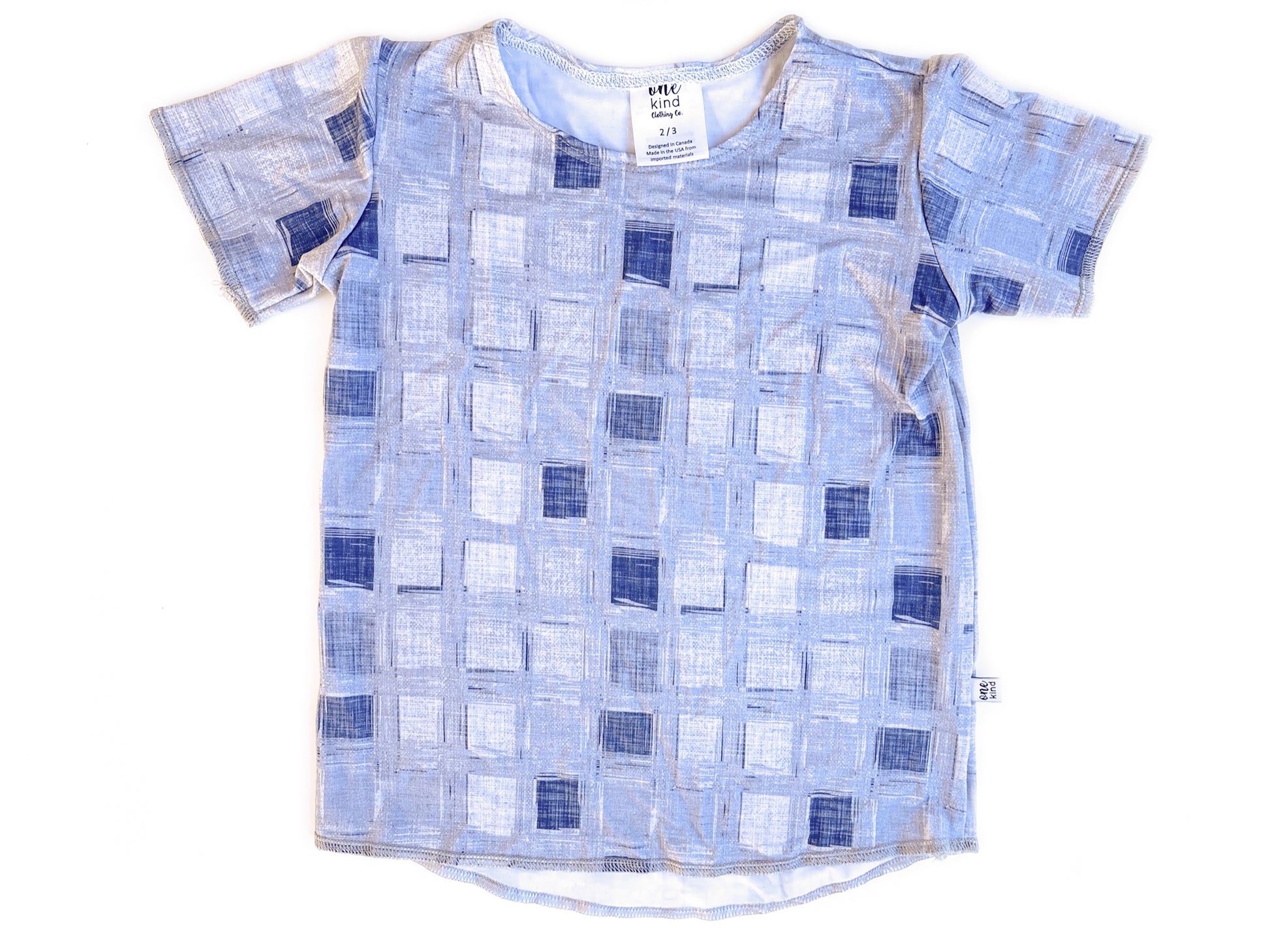 Slouchy Tee | Blue Squares - One Kind Clothing, LLC