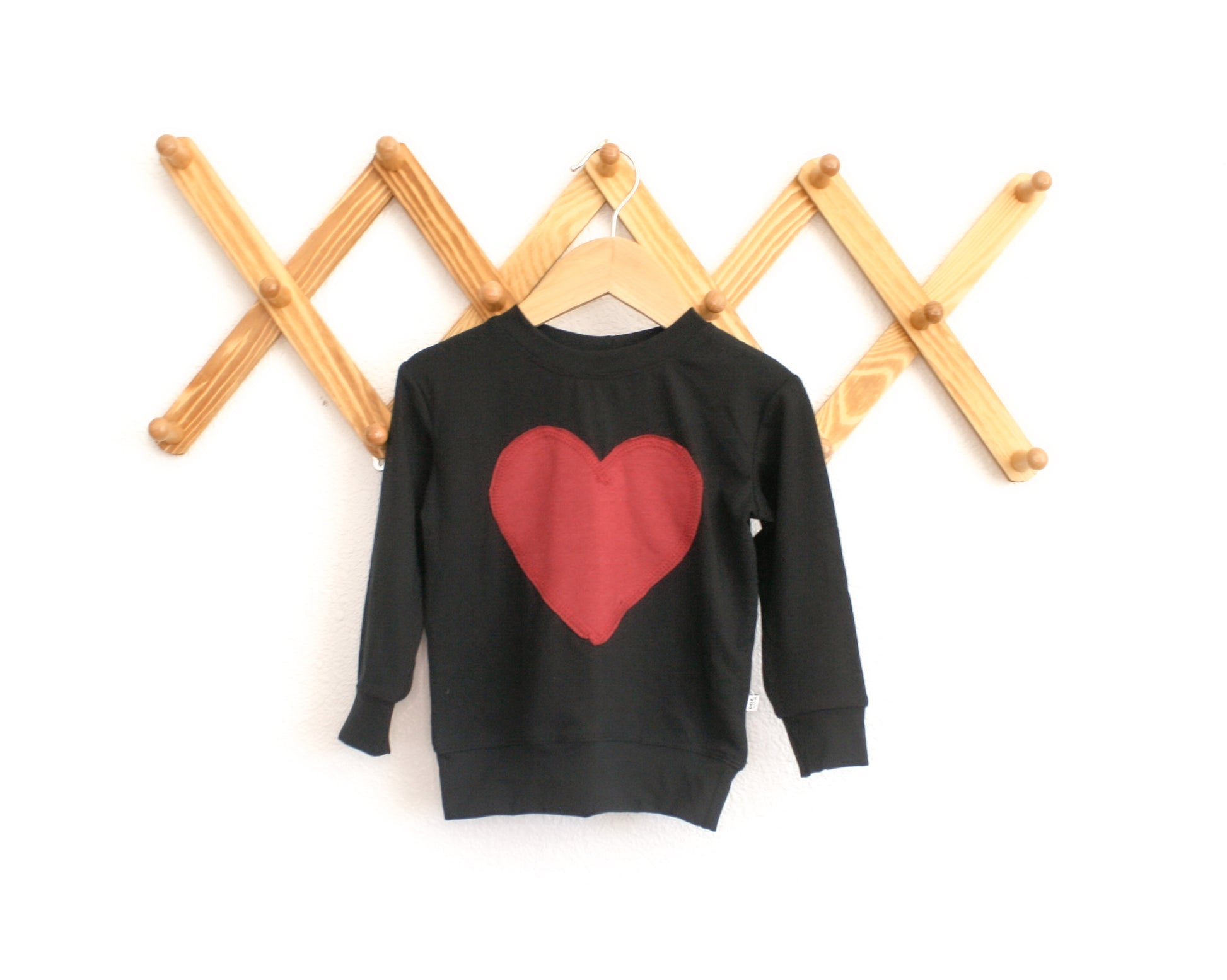 Heart Crew Neck Sweater | Black - One Kind Clothing, LLC