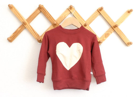 Heart Crew Neck Sweater | Berry - One Kind Clothing, LLC