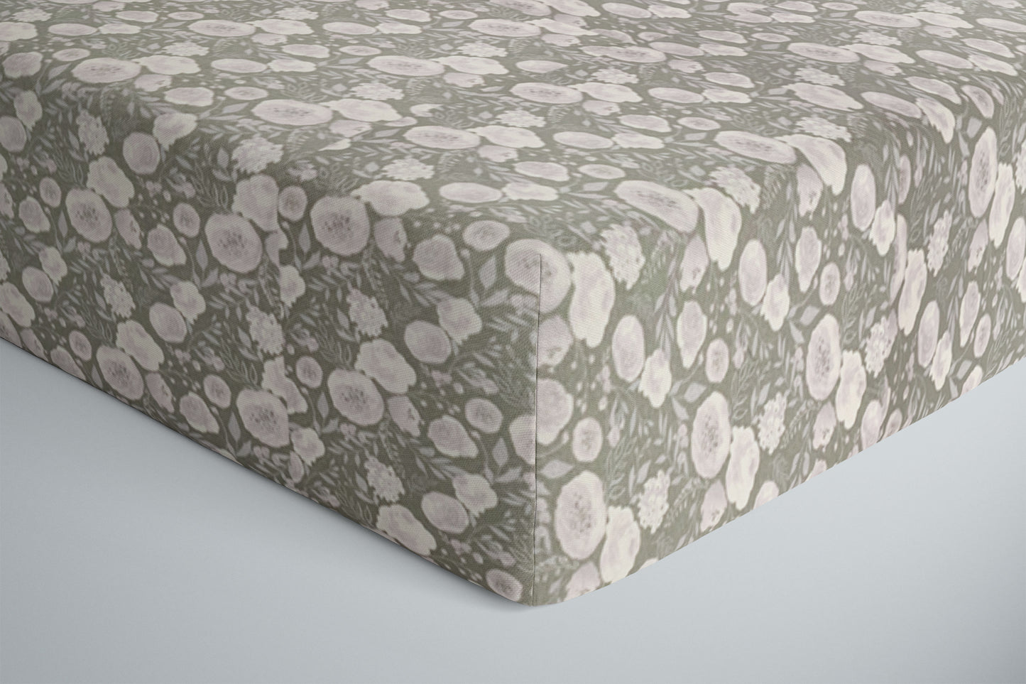 Mini Crib / Pack N Play Sheet | Gray Floral - One Kind Clothing, LLC