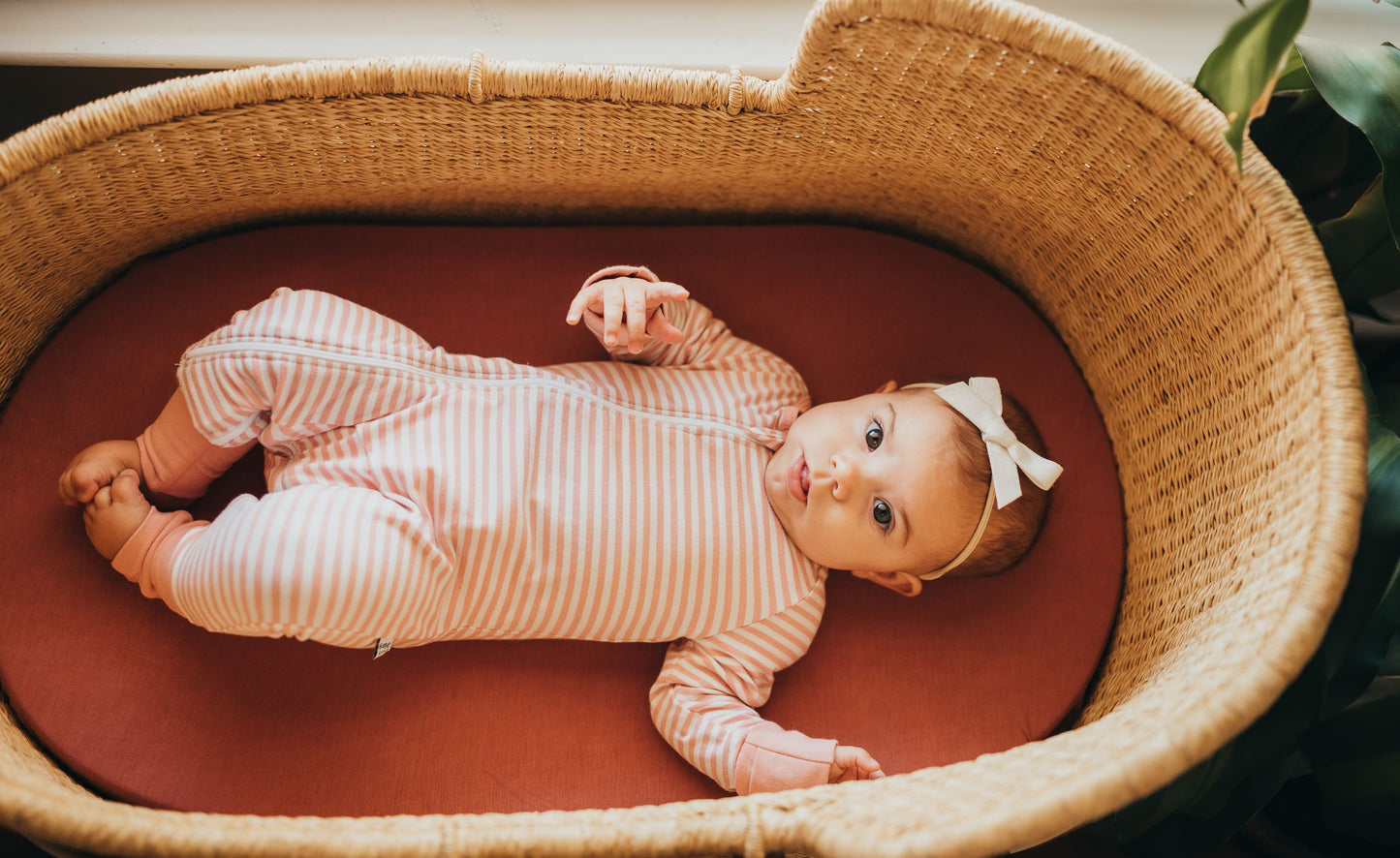 Double Zipper Bamboo Baby Sleeper | Pink Stripe - One Kind Clothing, LLC