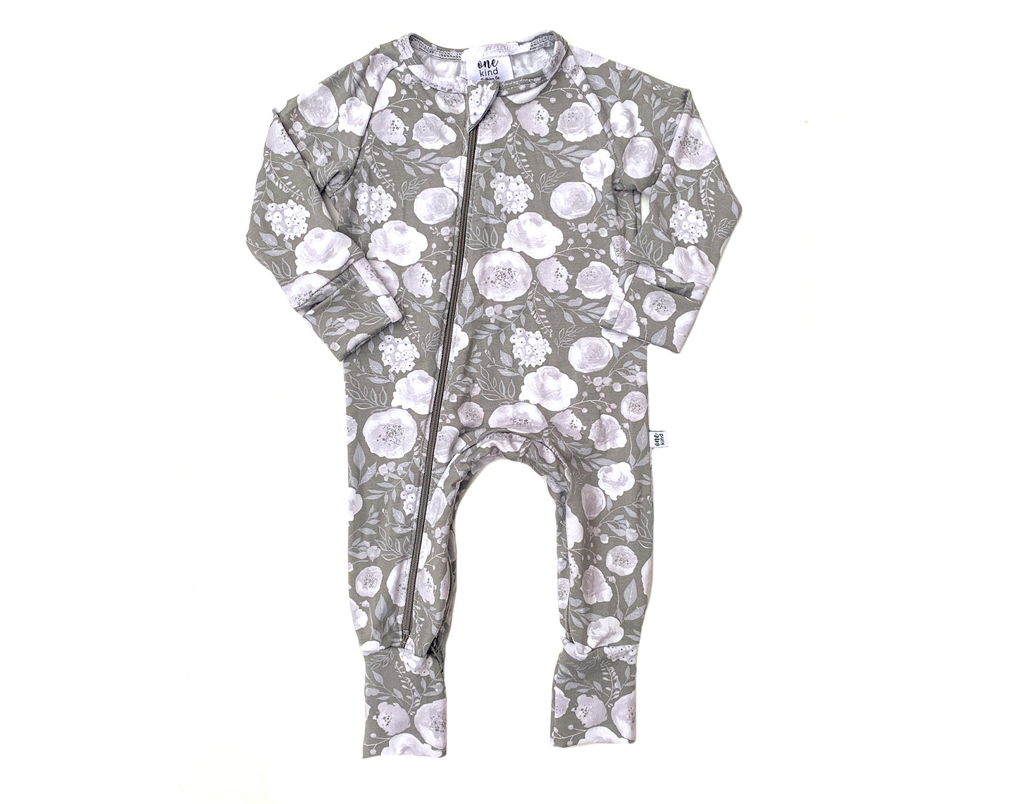 Double Zipper Bamboo Baby Sleeper | Gray Floral - One Kind Clothing, LLC