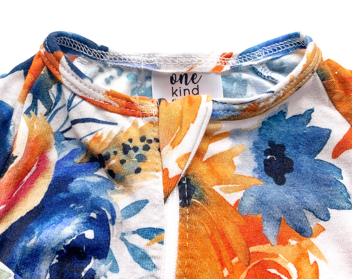 Double Zipper Bamboo Baby Sleeper | Navy Orange Floral - One Kind Clothing, LLC