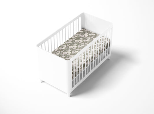 Mini Crib / Pack N Play Sheet | Gray Floral - One Kind Clothing, LLC