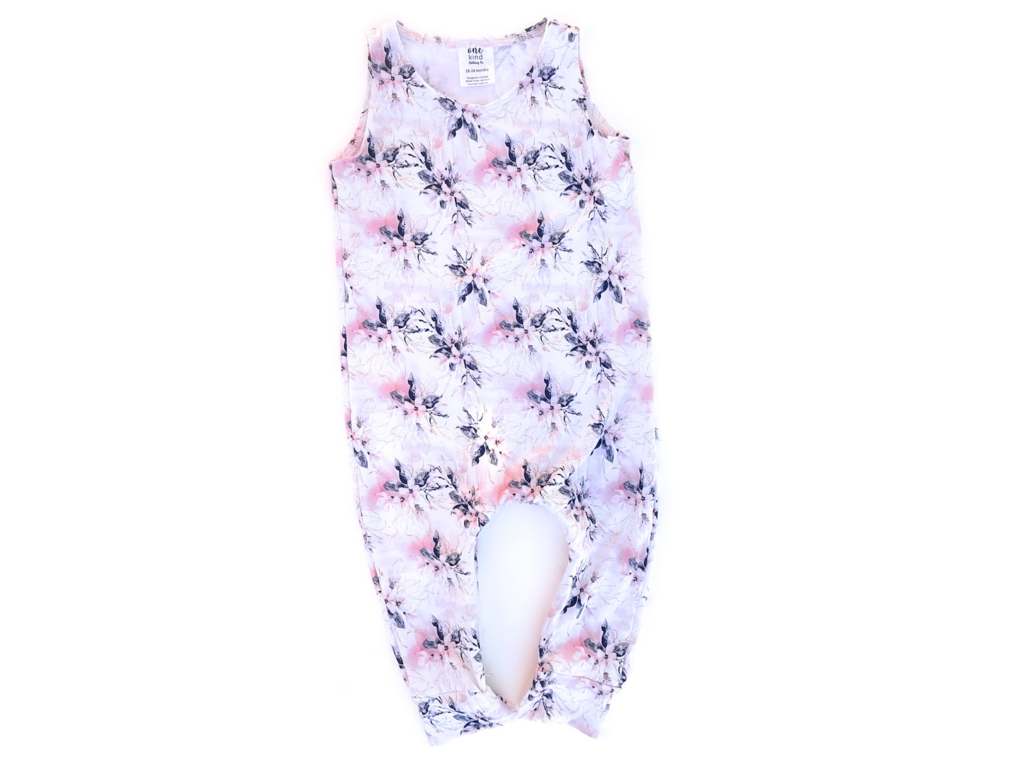 Tank Zipper Romper | Pink and White Floral - One Kind Clothing, LLC