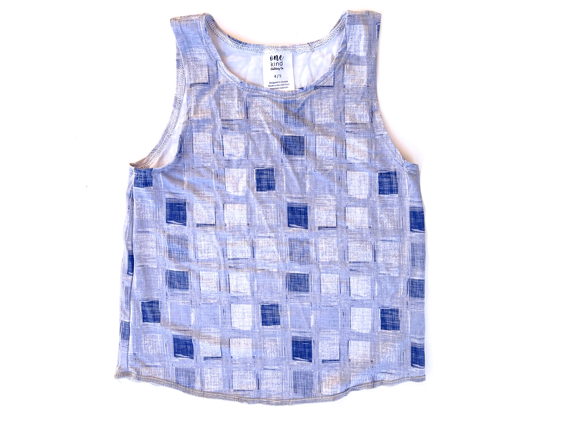 Slouchy Tank | Blue Squares - One Kind Clothing, LLC