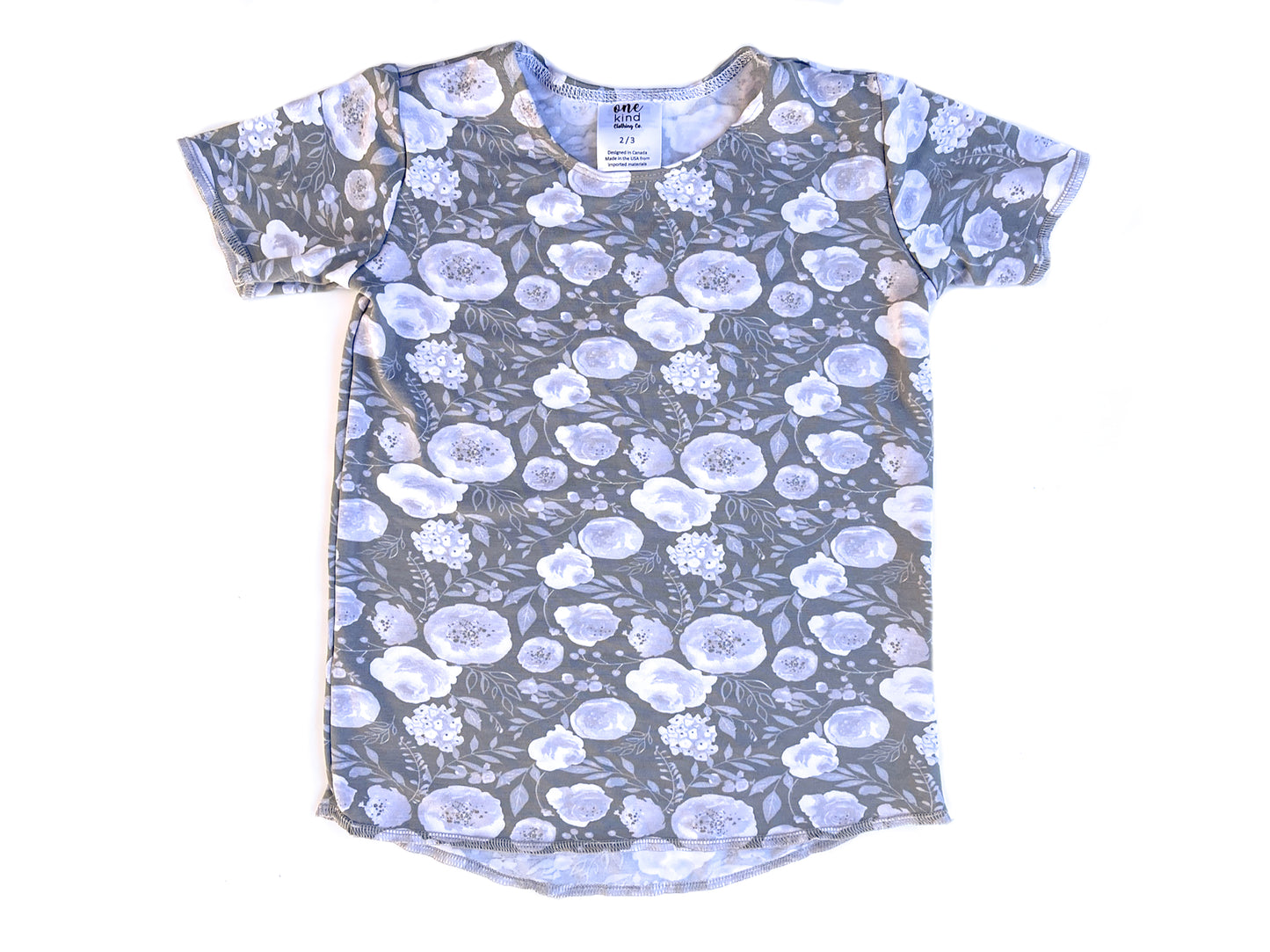 Slouchy Tee | Gray Floral - One Kind Clothing, LLC